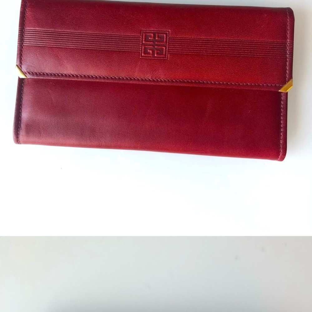 Beautiful Vintage Givenchy Burgundy Wallet w/ Checkbook. Never Used.